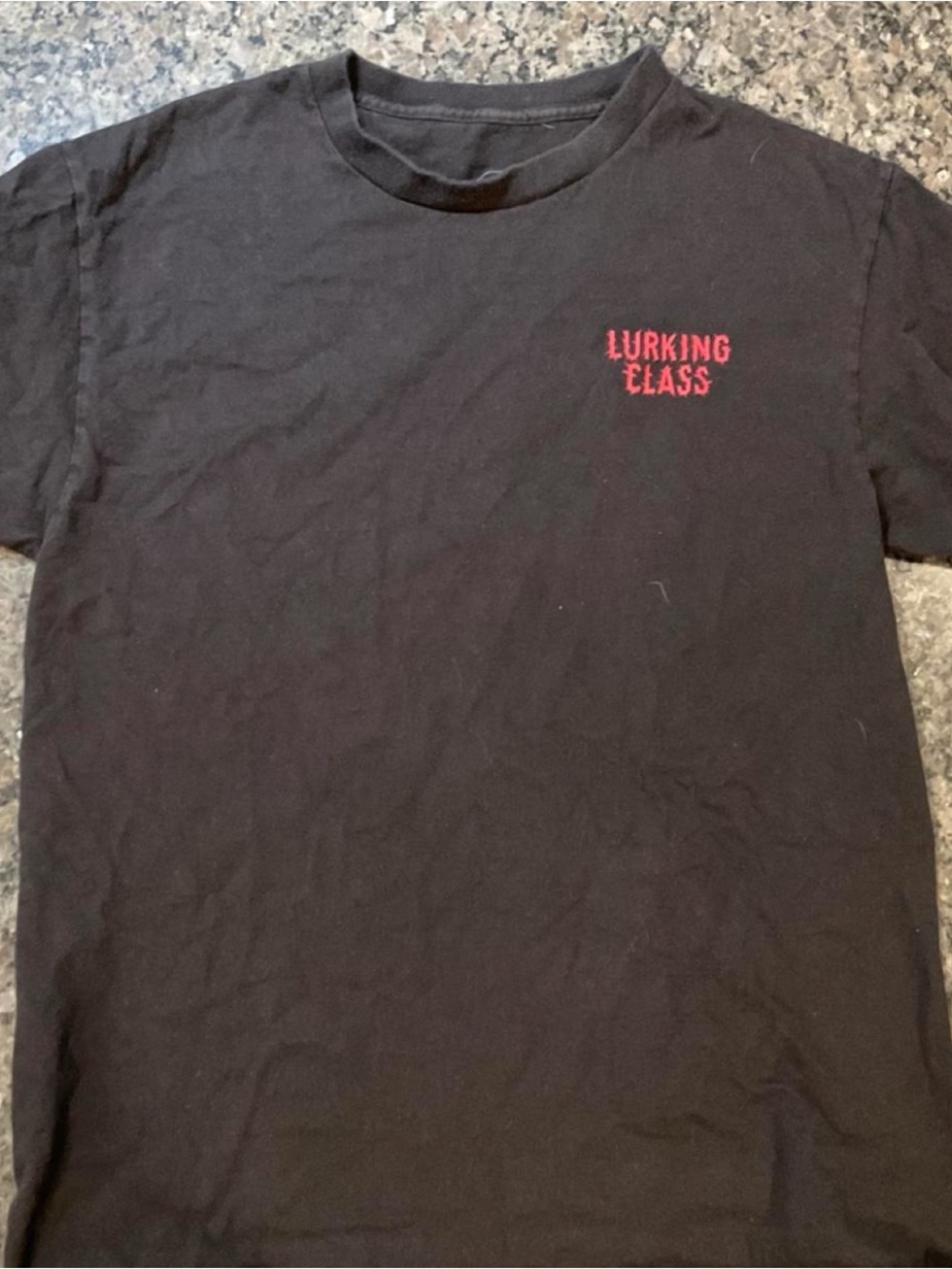 Lurking Class Men's Black Short-Sleeve Tee with Red Chest Logo